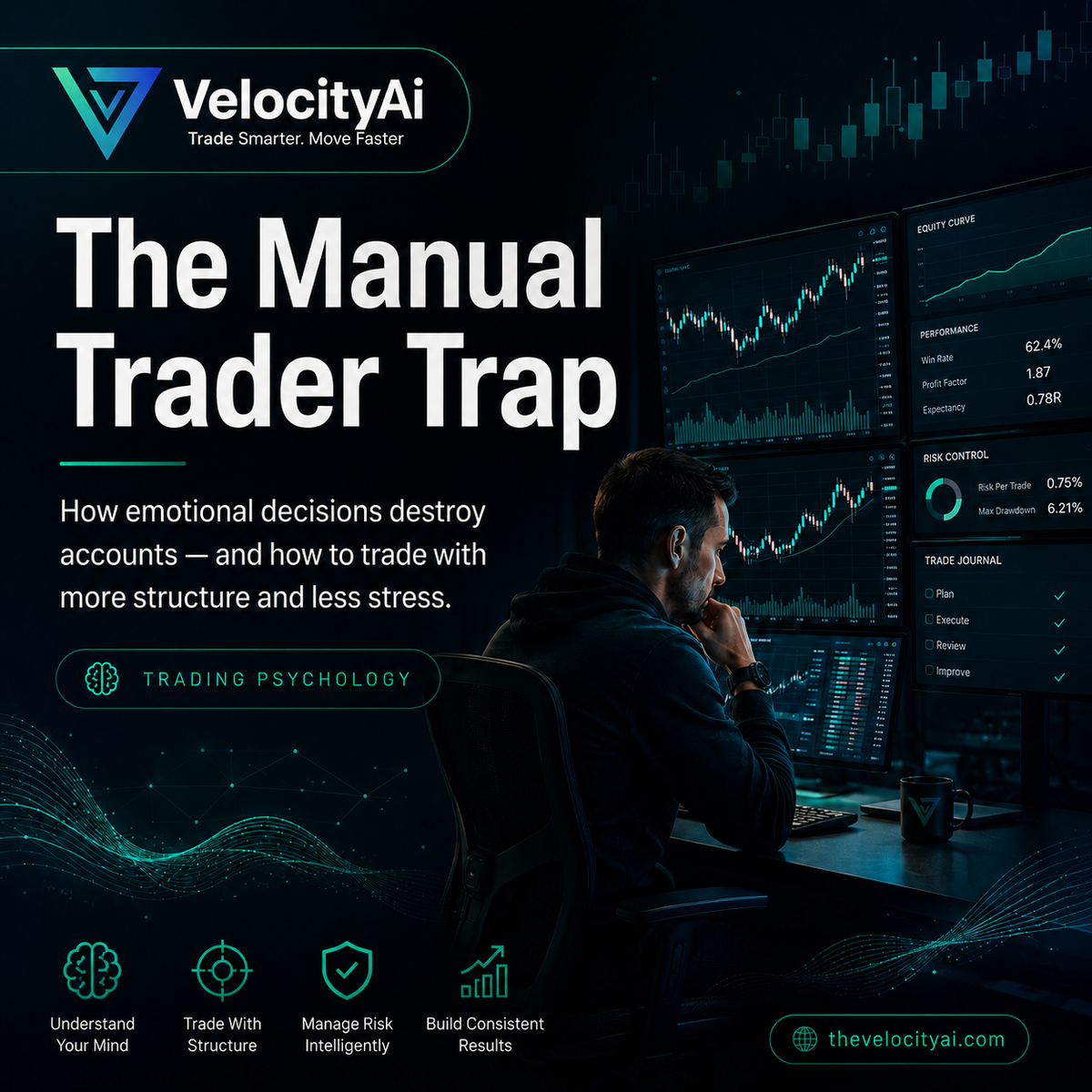 The Manual Trader Trap - free ebook cover on the cost of manual discretionary trading
